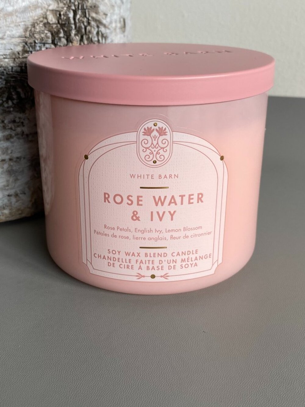White Barn Rose Water & Ivy 3-Wick Soy Wax Blend Candle Jar NEW